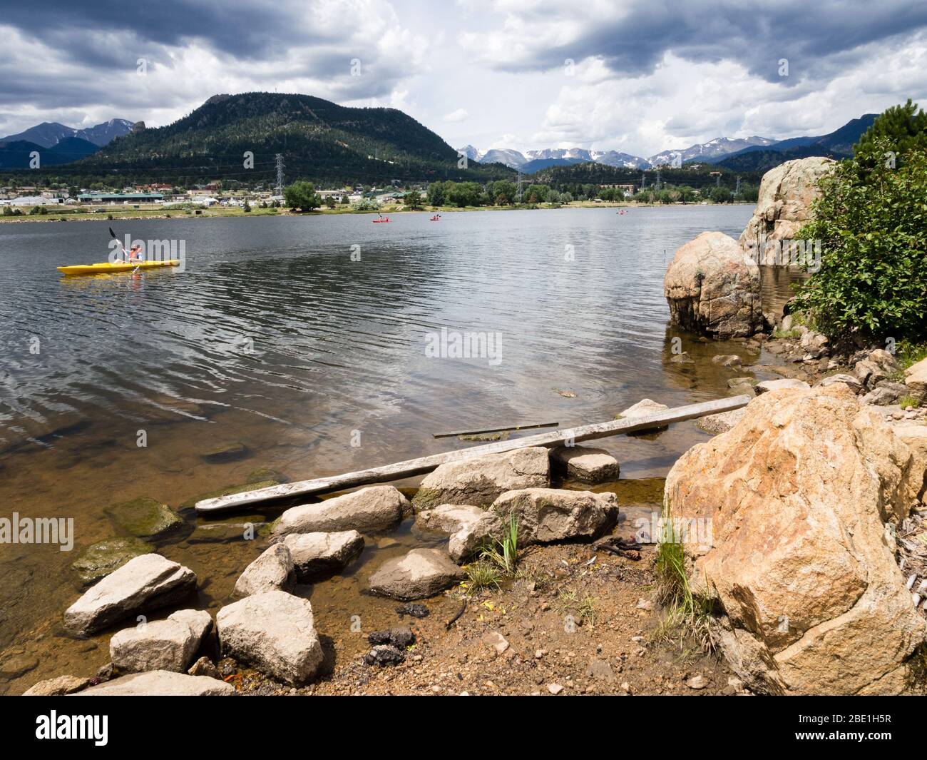 Kayakers on Lake Estes Estes Park, Colorado Stock Photo Alamy