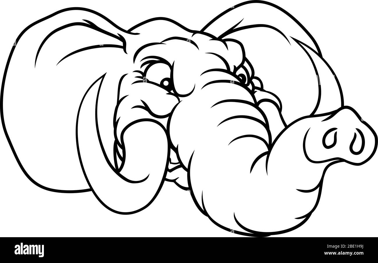 Angry Elephant Cartoon Animal Sports Mascot Stock Vector Image & Art - Alamy
