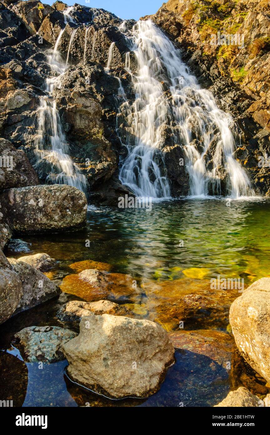 Waterfalls of Sour Milk Gill or Ghyll in the valley of Easedale near Grasmere in the English Lake District Stock Photo