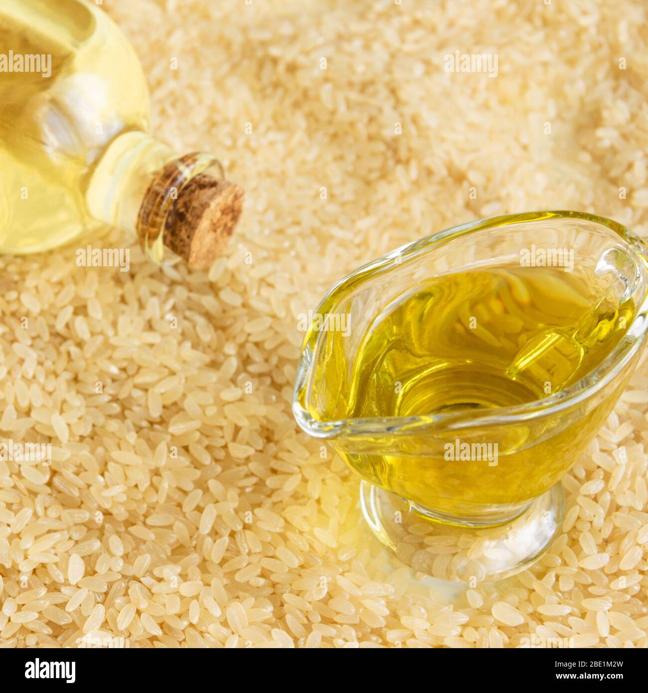 Biological rice oil, healthy eating ingredient, vegan and vegetarian food. Stock Photo