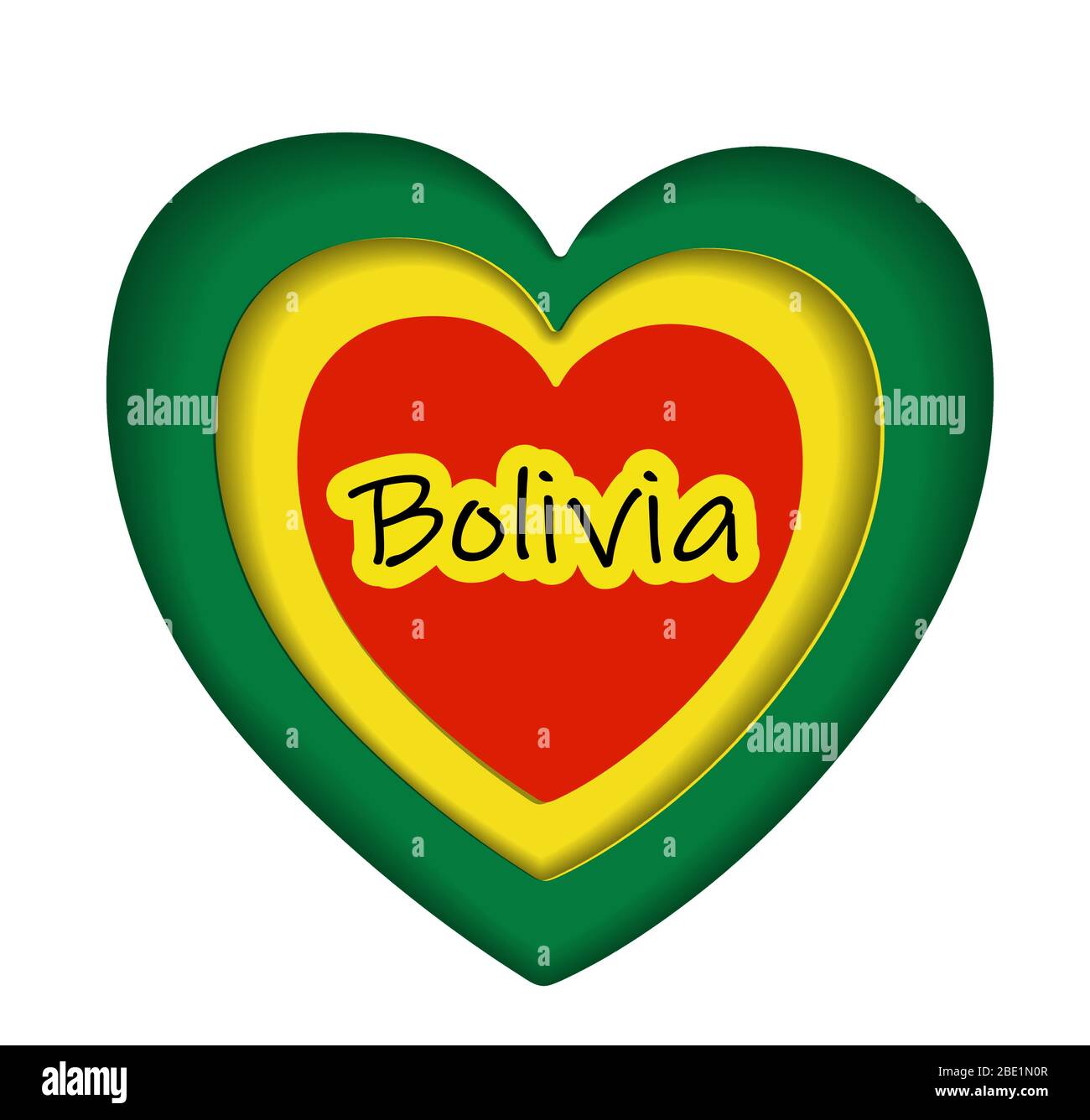 Flag Of Bolivia heart 3d, Bolivia flag template design Stock Vector