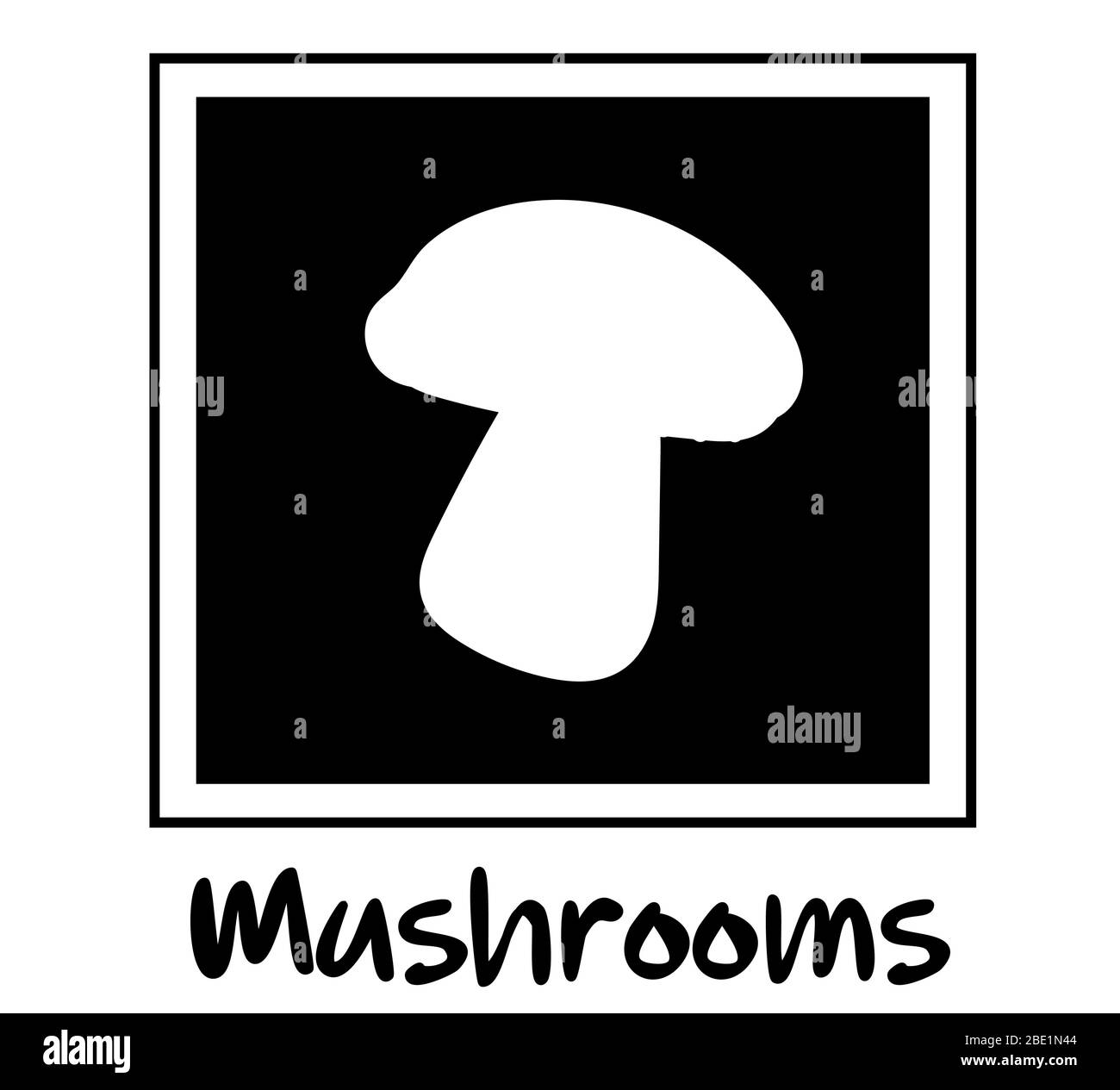 Cute mushrooms collection on black background. Mushroom stickers for