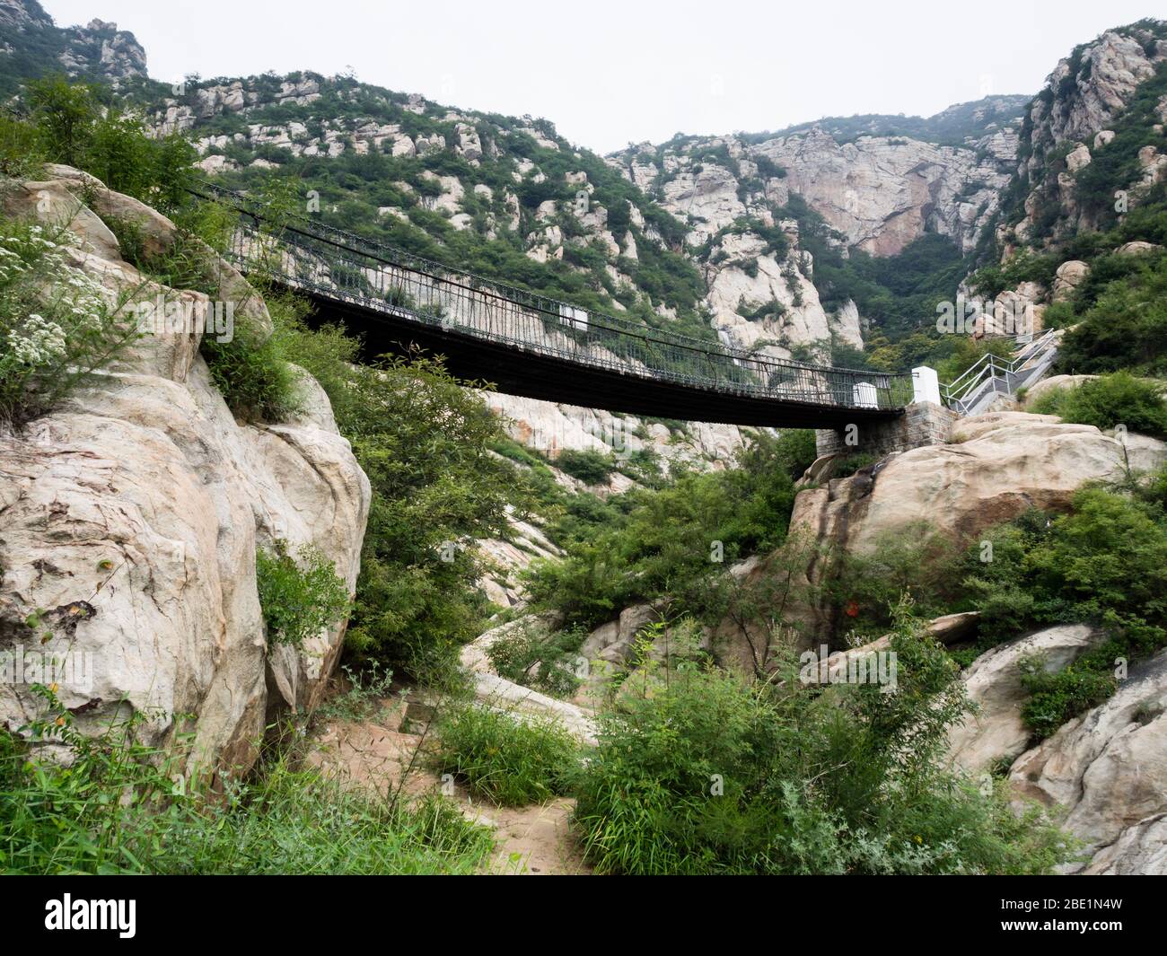 Hanging bridge in sacred taoist Songshan mountains in Henan province
