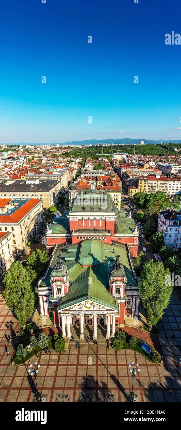 Eastern Europe, Bulgaria, Sofia, Ivan Vazov National Theatre, aerial view Stock Photo