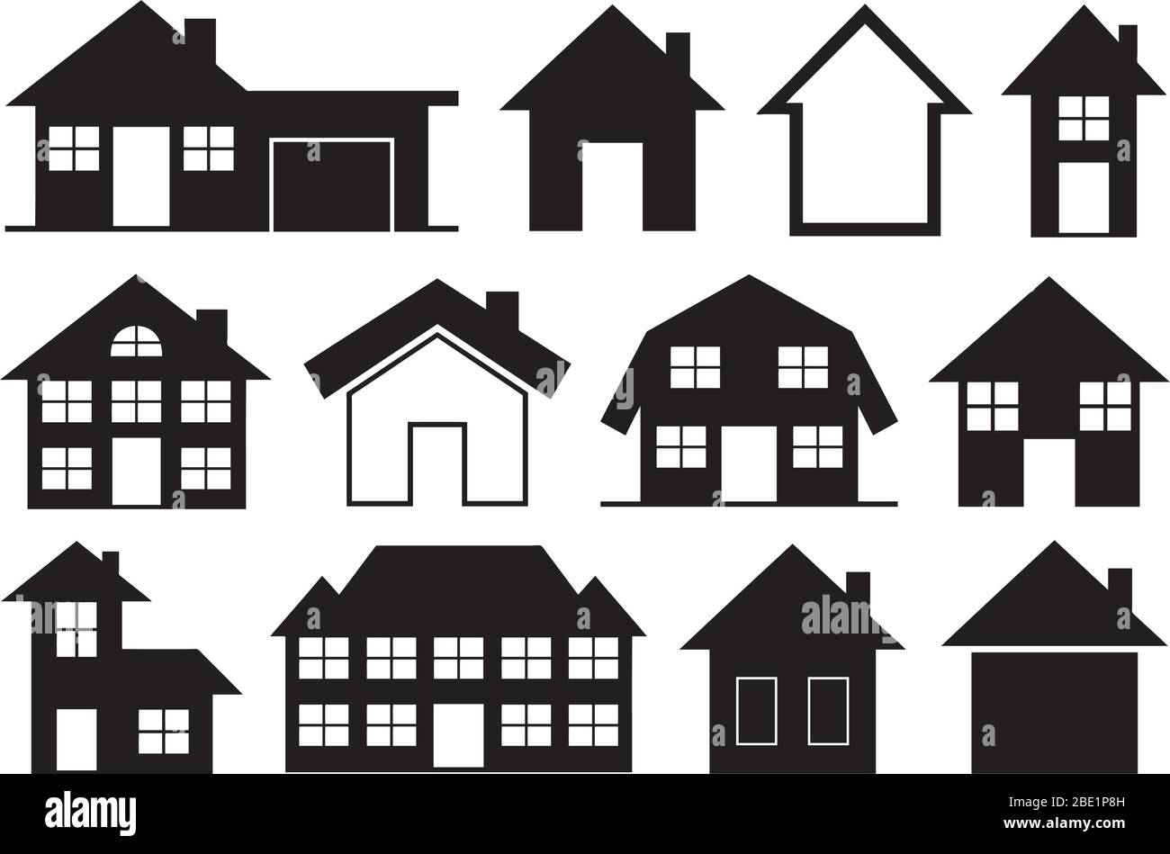 Collection of different houses isolated on white Stock Vector Image ...