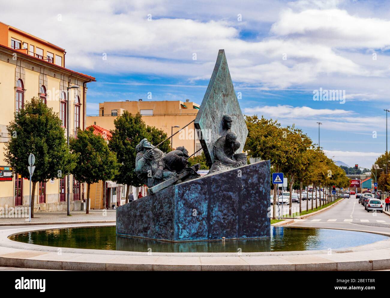 Viana do Castelo / Portugal - October 4 2016: View of bronze Monument to Fishermans glory or Monument to Fishermens. Stock Photo