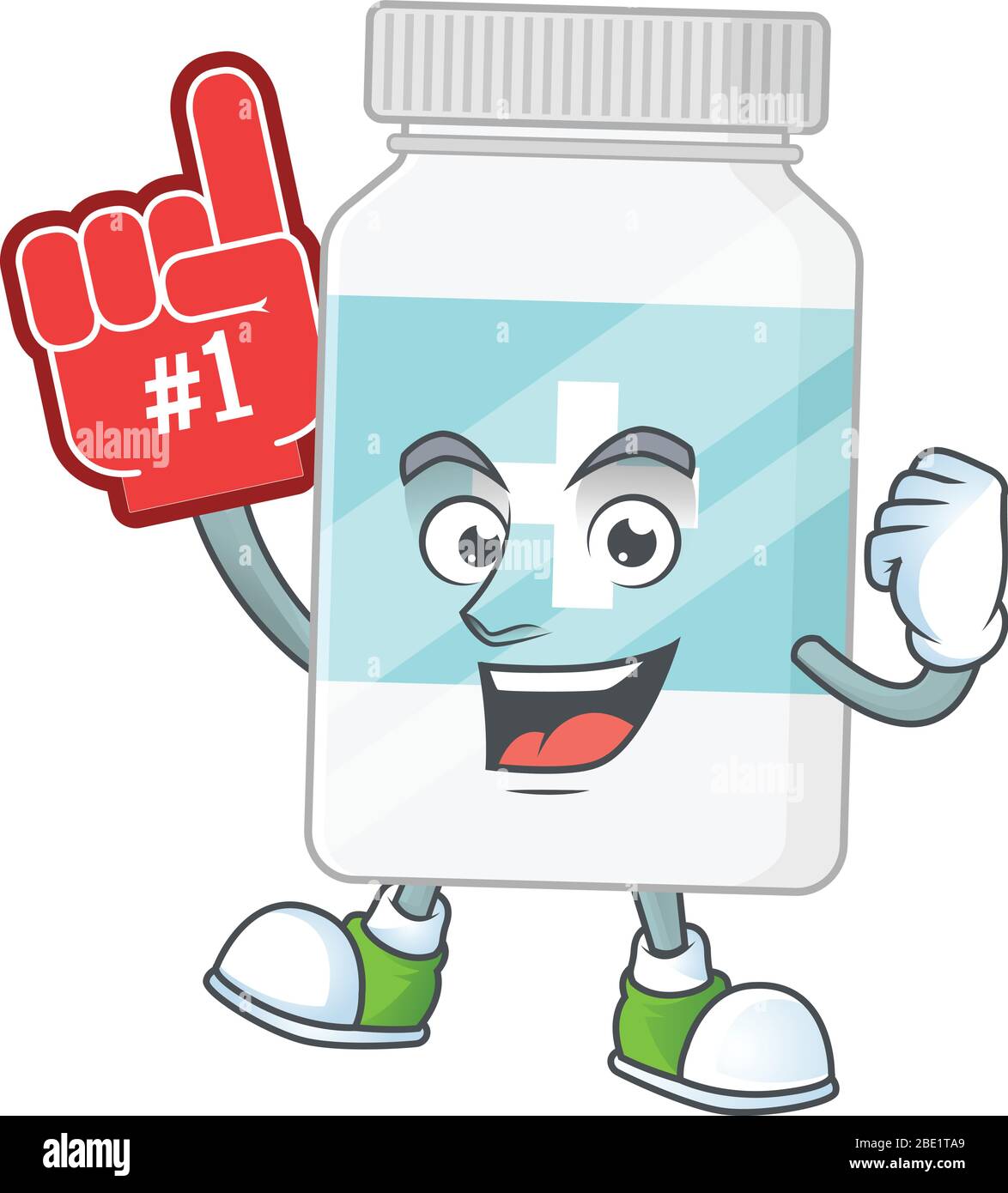 Funny dumbbell and protein shake bottle characters with smiling