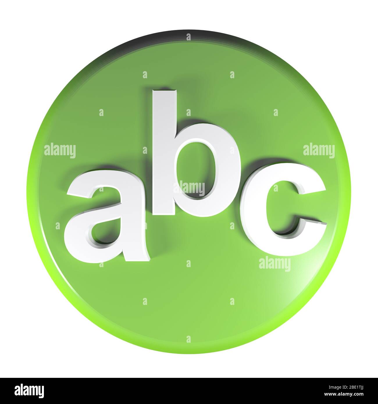 abc green circle push buttn on white background - 3D rendering ...