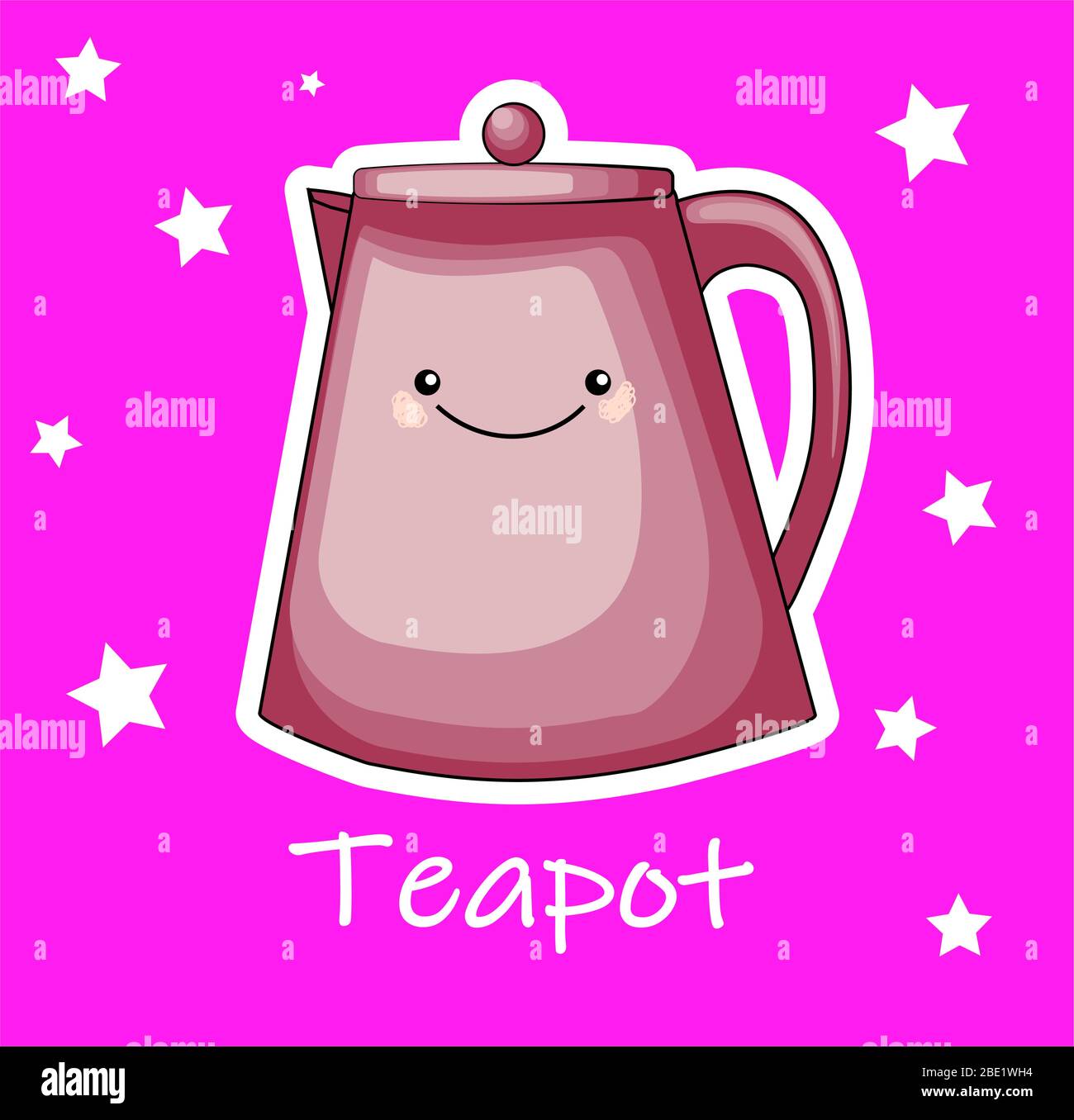 Teapot. Vector isolated graphic design element. cute cartoon Stock Vector
