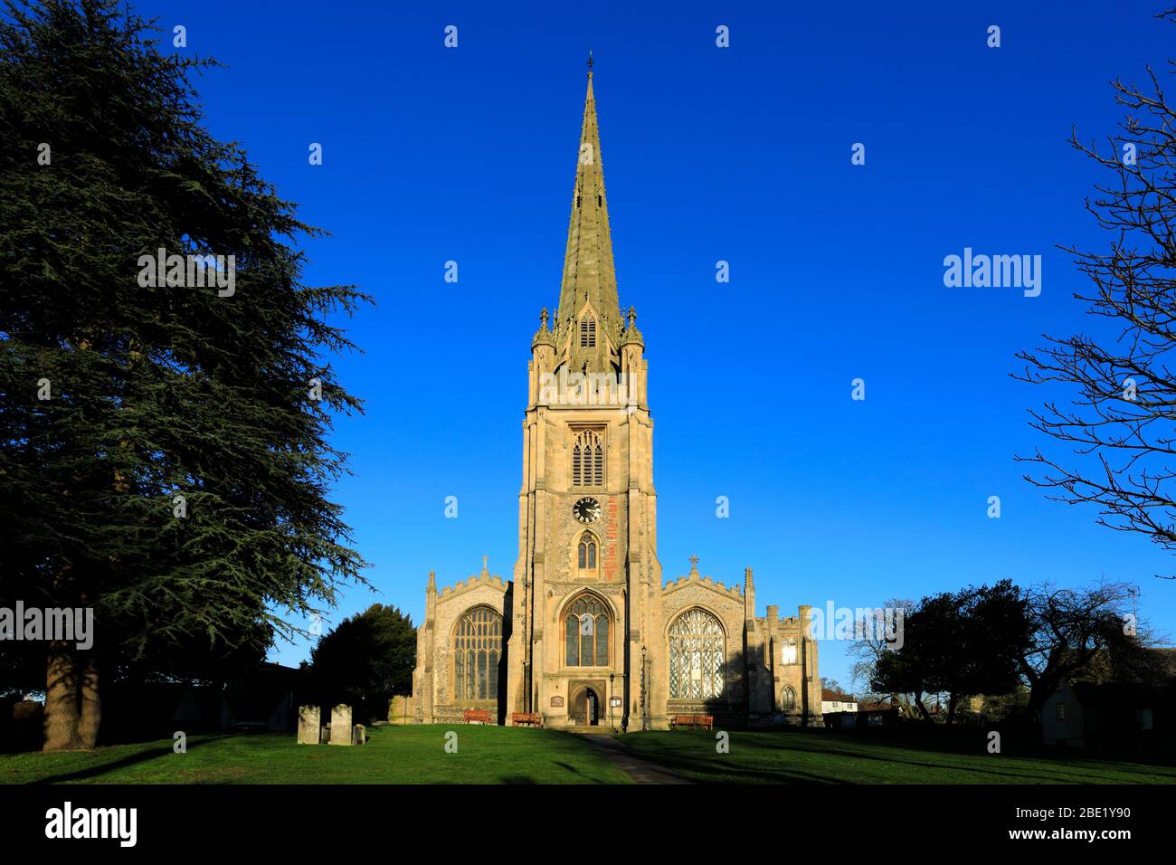 View of St Marys parish church, Saffron Walden town, Essex, England, UK