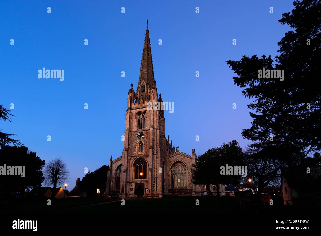 View of St Marys parish church, Saffron Walden town, Essex, England, UK