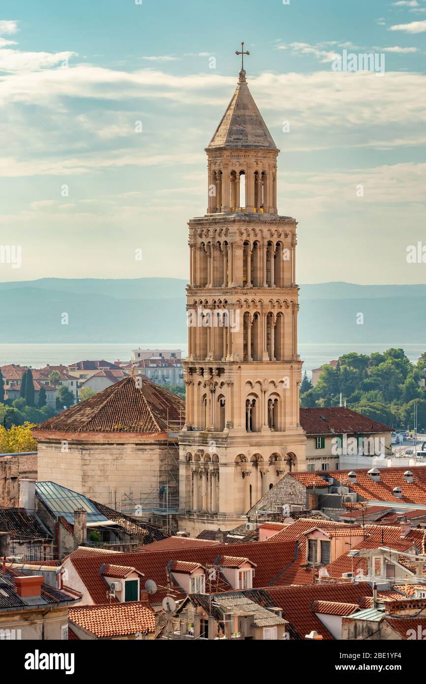 Bell tower in old town of Split Stock Photo