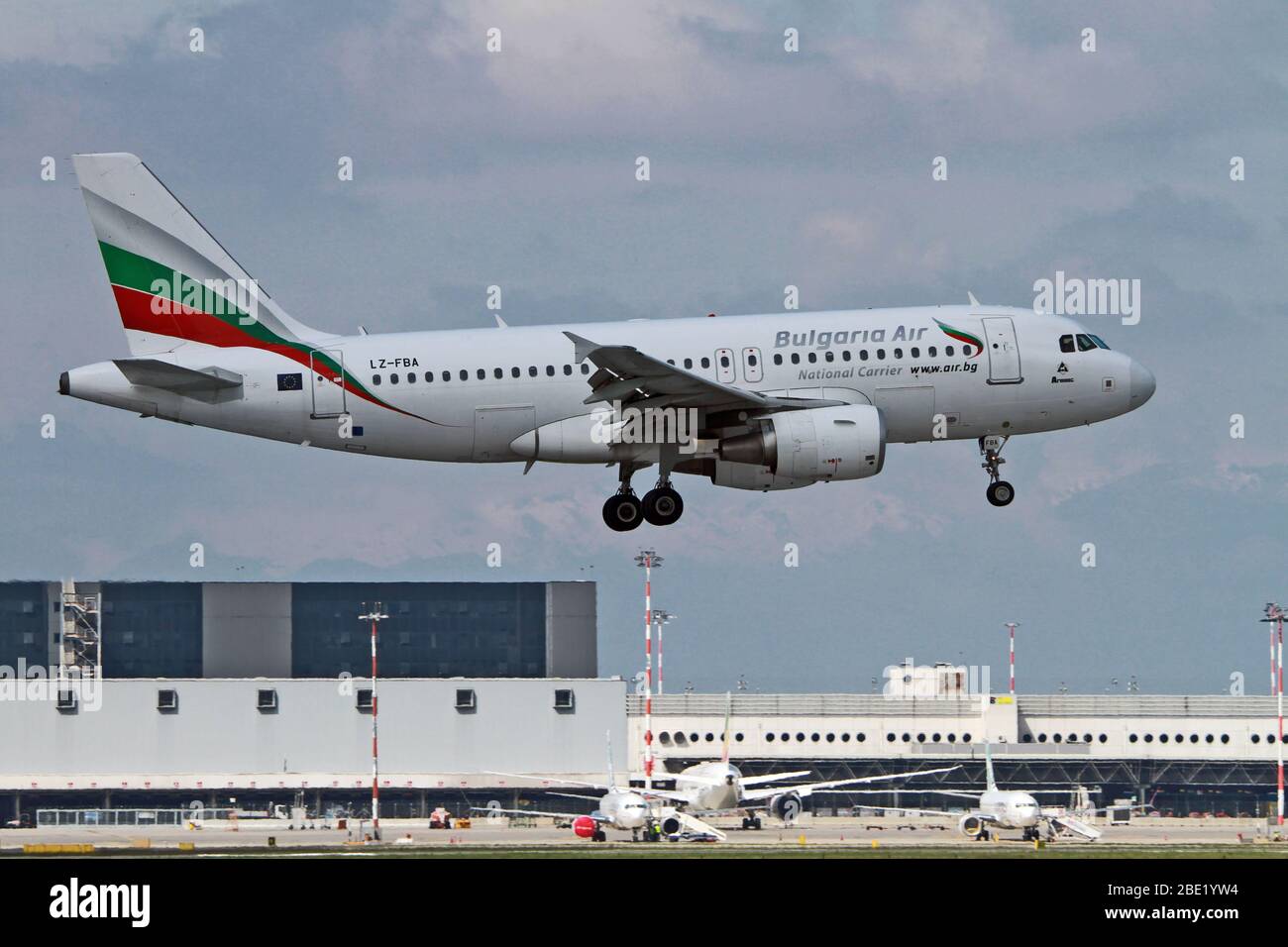 LZ-FBA Bulgaria Air Airbus A319 at Milan - Malpensa (MXP / LIMC) Italy Stock Photo