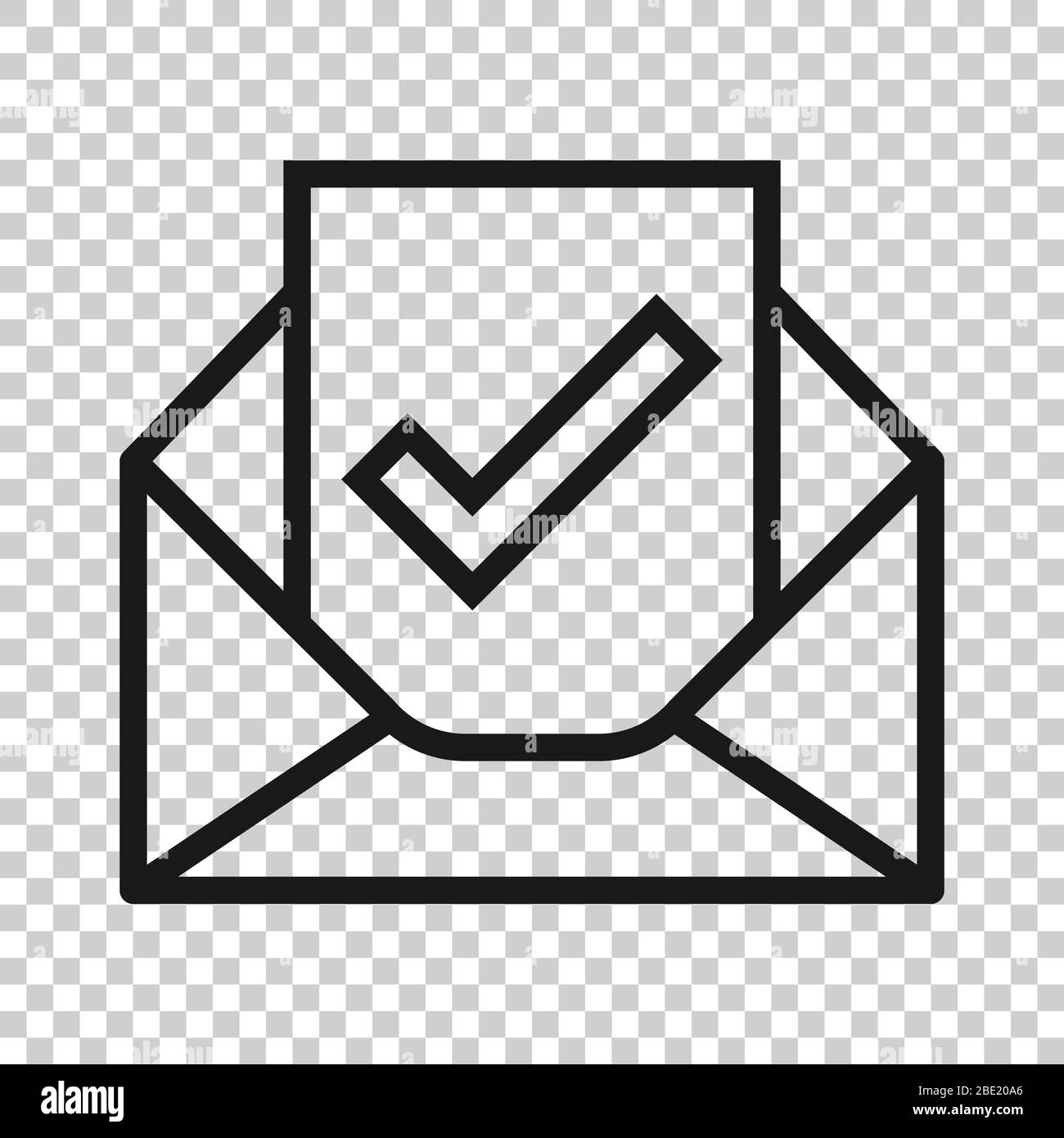 Envelope with confirmed document icon in flat style. Verify vector ...