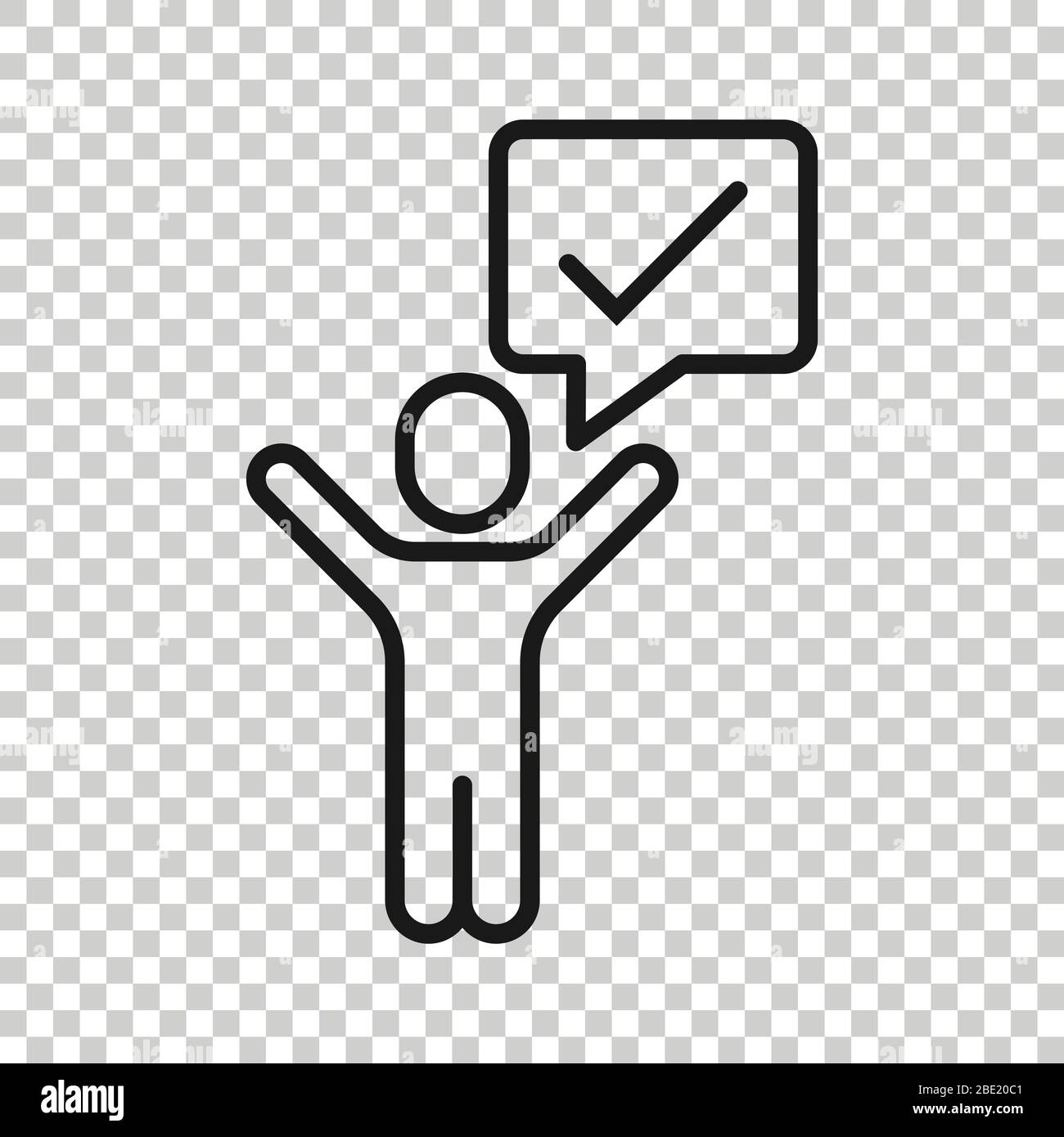 Organization management icon in flat style. People with check mark vector illustration on white isolated background. Businessman business concept. Stock Vector