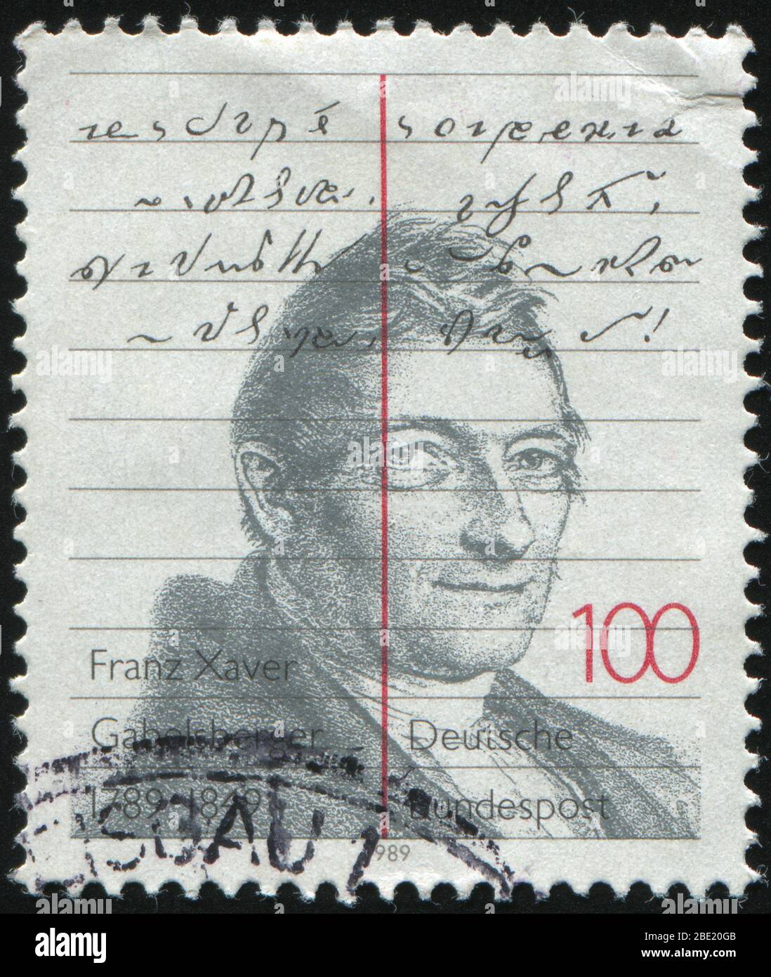 GERMANY- CIRCA 1980: stamp printed by Germany, shows Franz Xaver Gabelsberger Inventor of a German Shorthand, circa 1980. Stock Photo