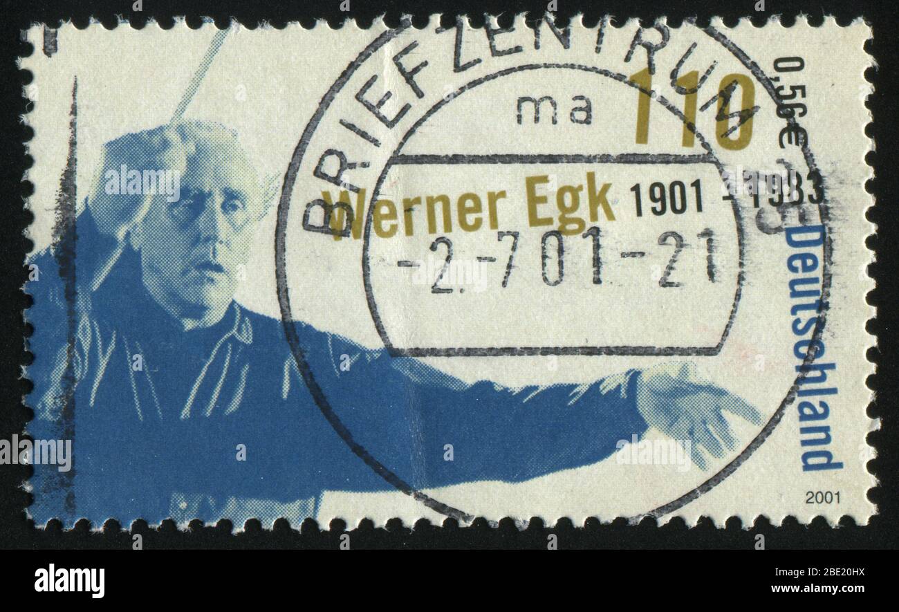 GERMANY- CIRCA 2001: stamp printed by Germany, shows Werner Egk Composer, circa 2001. Stock Photo