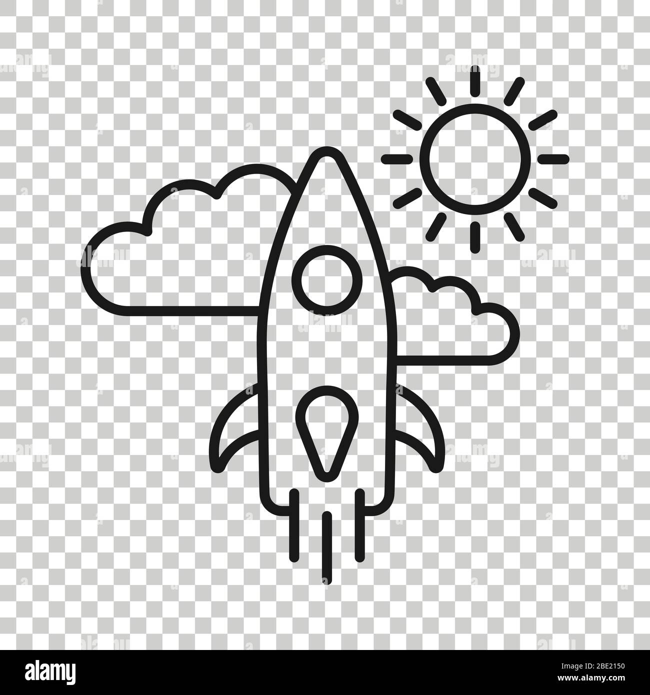 Rocket icon in flat style. Spaceship launch vector illustration on ...