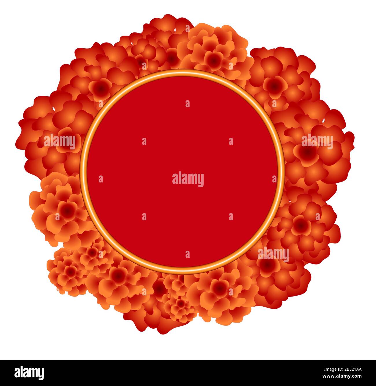 Frame with Chinese chrysanthemum on white background. Stock Vector