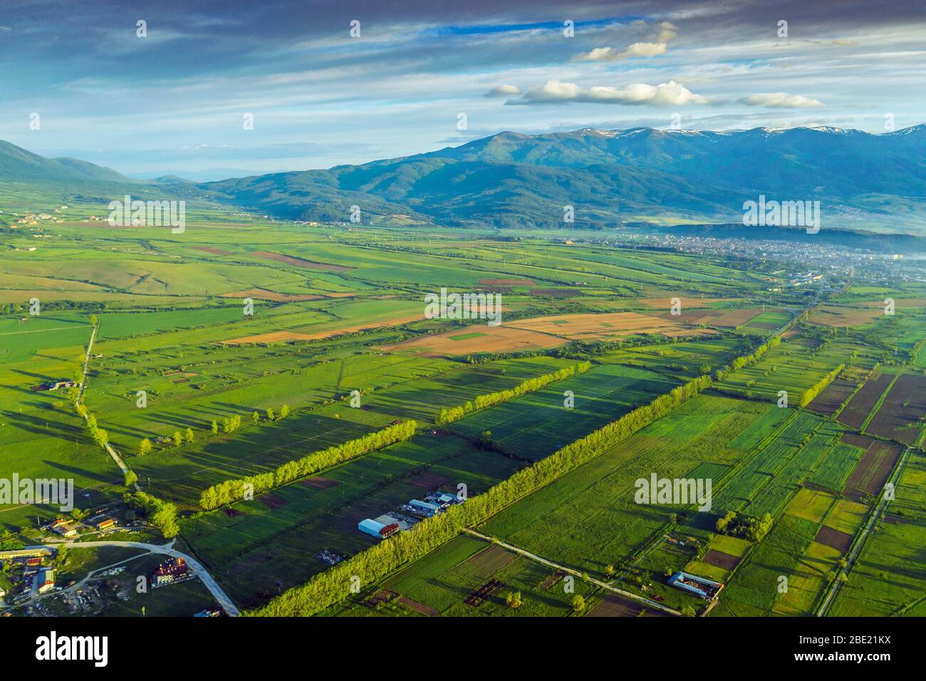 Europe, Bulgaria, Bansko, aerial view of Bansko countryside Stock Photo