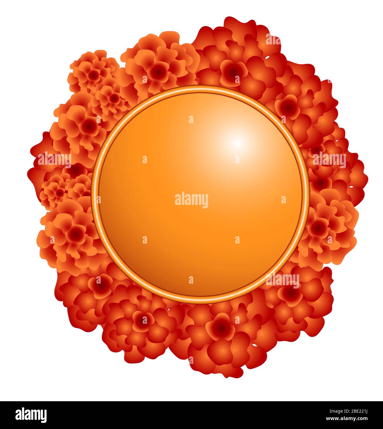 Frame with Chinese chrysanthemum on white background. Stock Vector