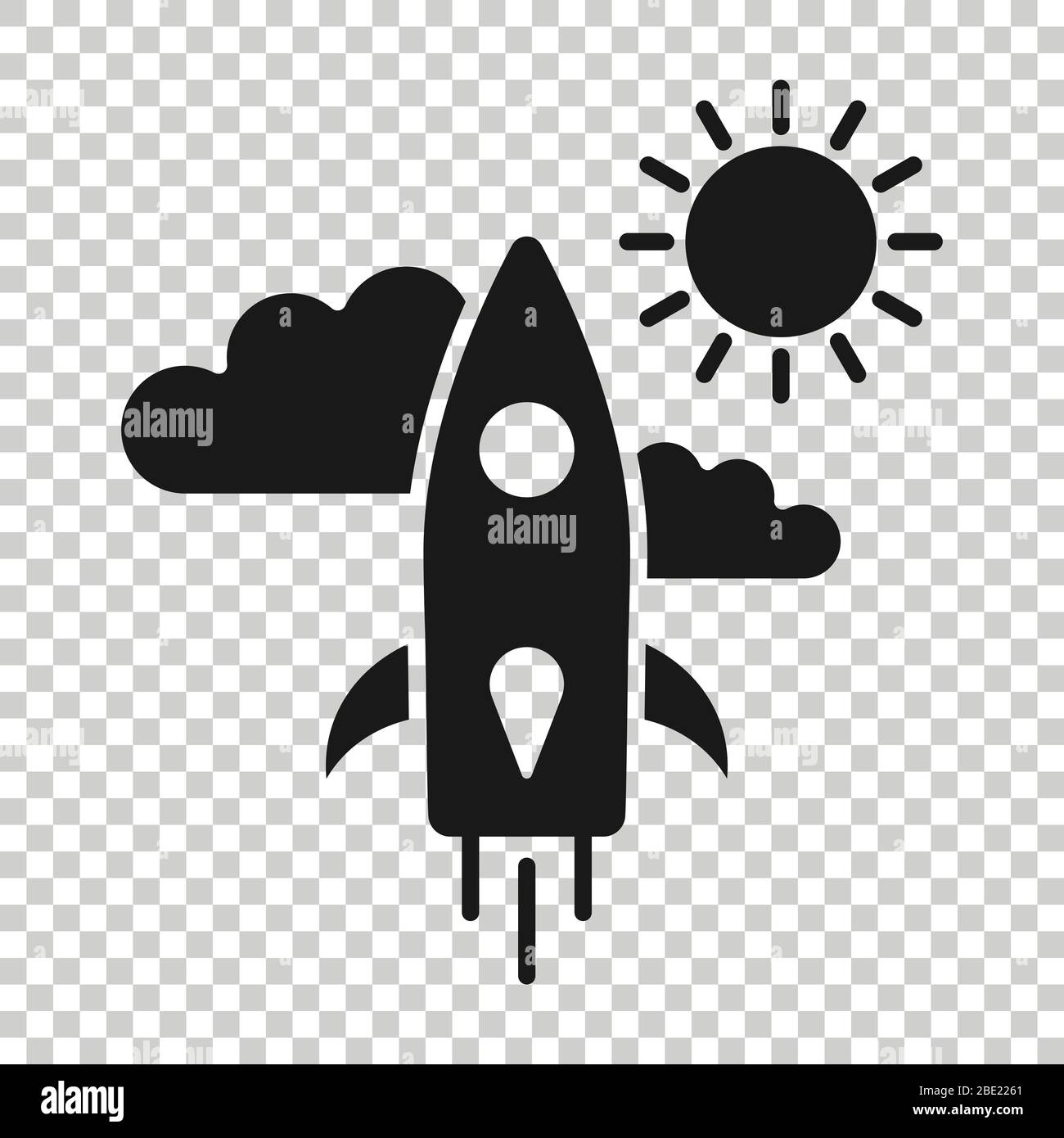 Rocket icon in flat style. Spaceship launch vector illustration on ...