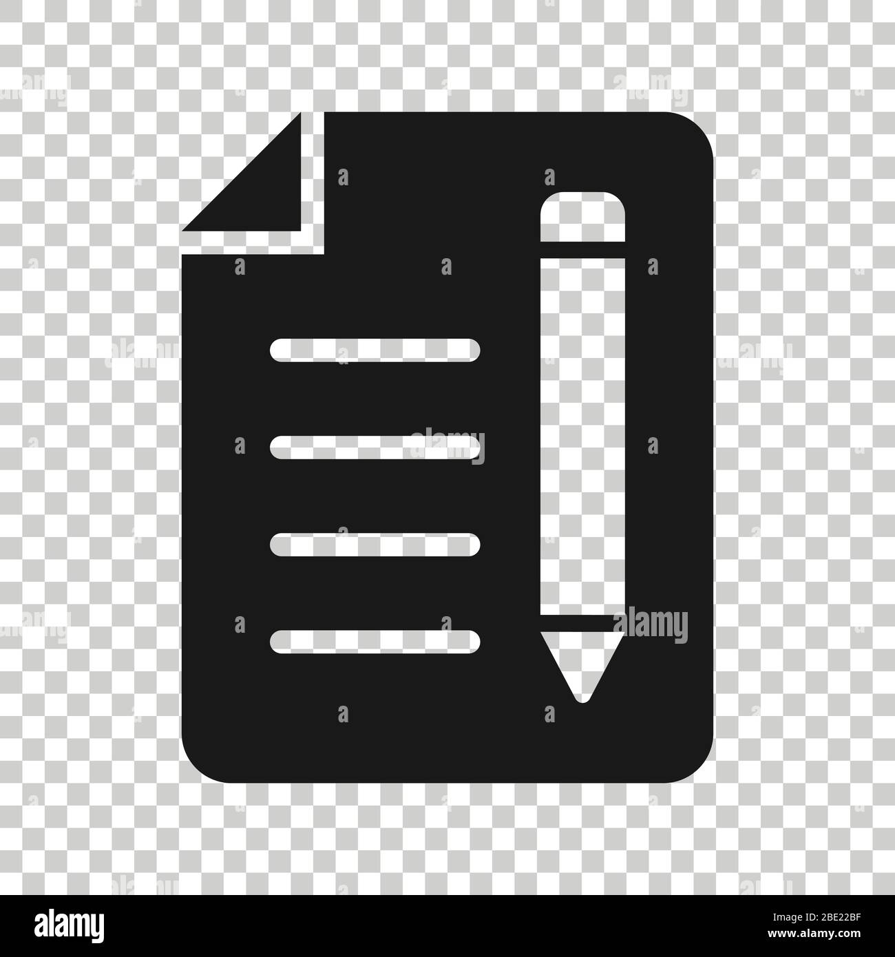 Document note with pen icon in flat style. Paper sheet pencil vector ...
