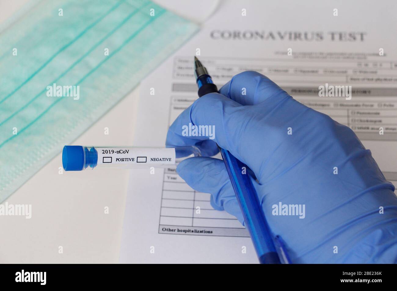 Postive Labratory Test Laboratory test for determination of Coronavirus. Concept. The doctor ...
