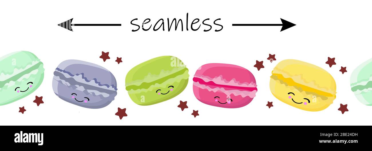 SEAMLESS seamless pattern SWEETS MACARUNES OF VARIOUS COLOR. Stock Vector