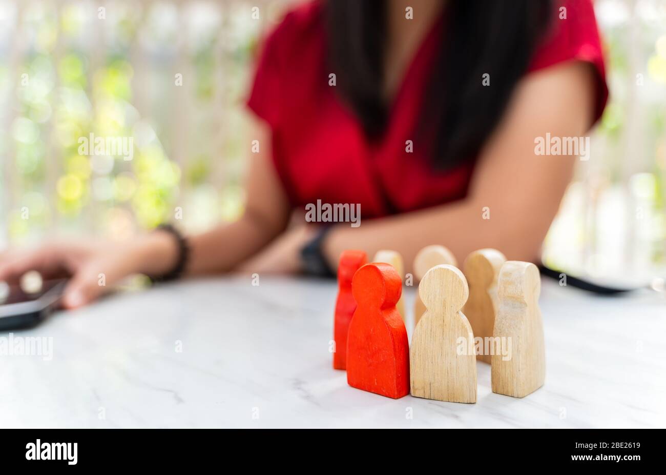 Figure in human resource management concept. The group of wooden