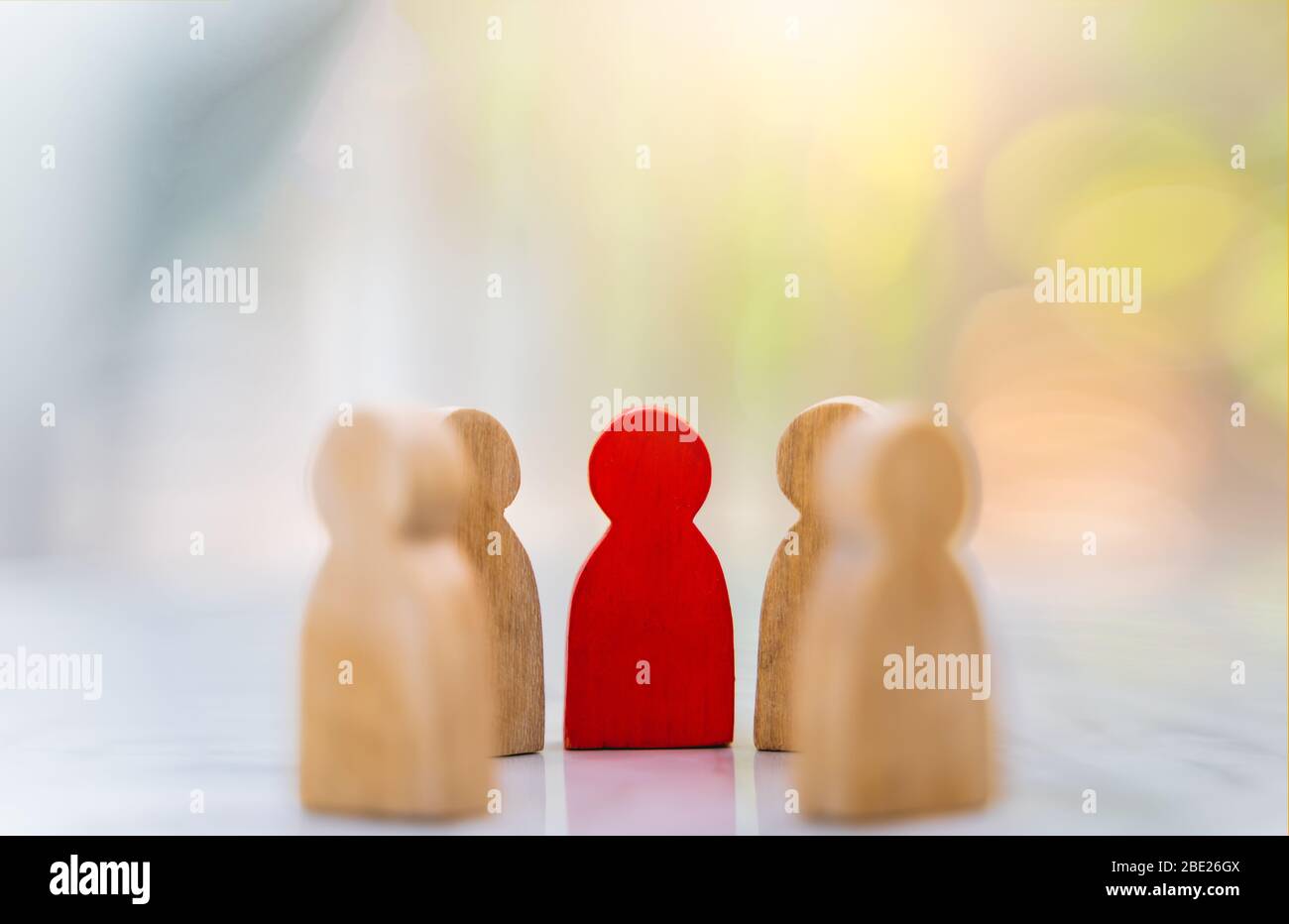 Figure in human resource management concept. The group of wooden