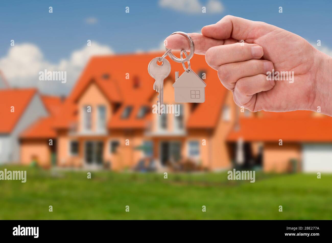newly built home with a house key Stock Photo Alamy