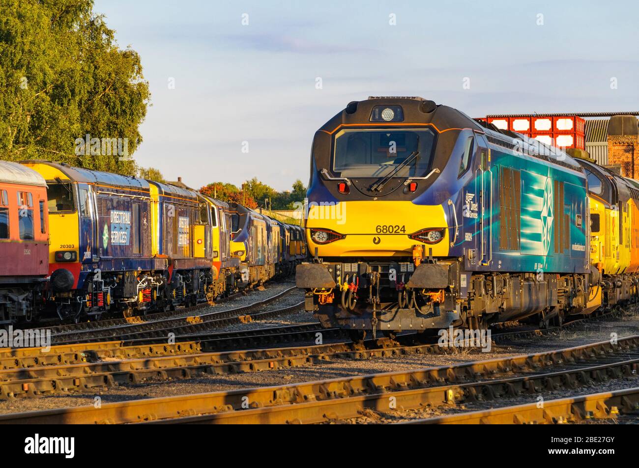 Direct Rail Services Class 68 diesel loco at Barrow Hill Depot Stock Photo
