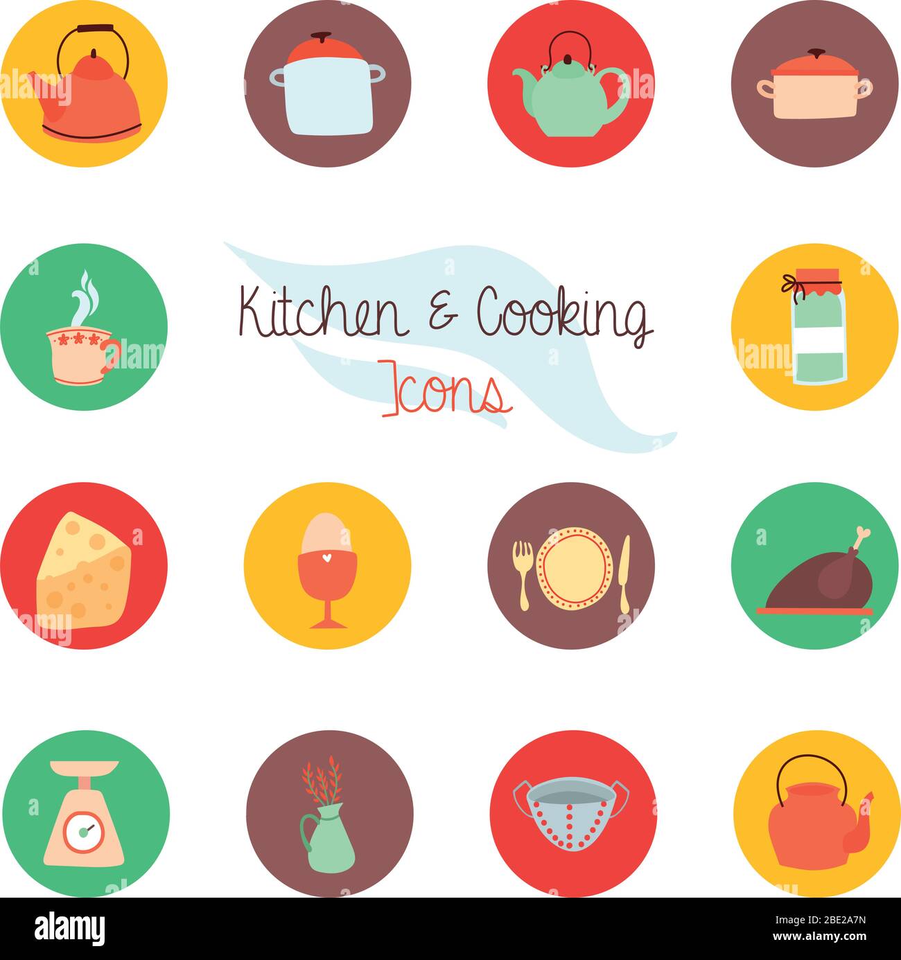 Restaurant kitchen items icons Stock Vector Images - Alamy