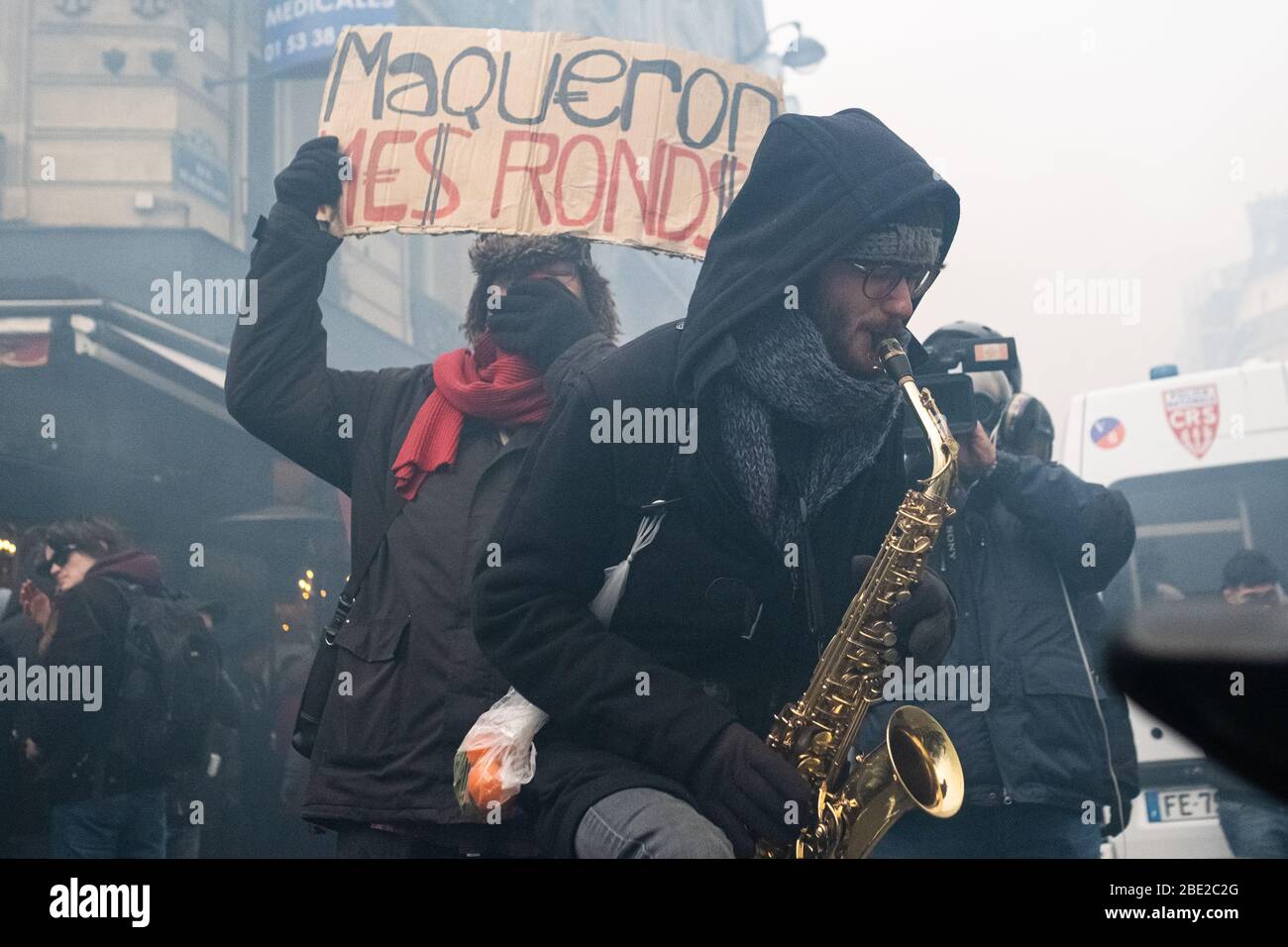 Protestors voice their discontent during the Paris General Strike Stock Photo