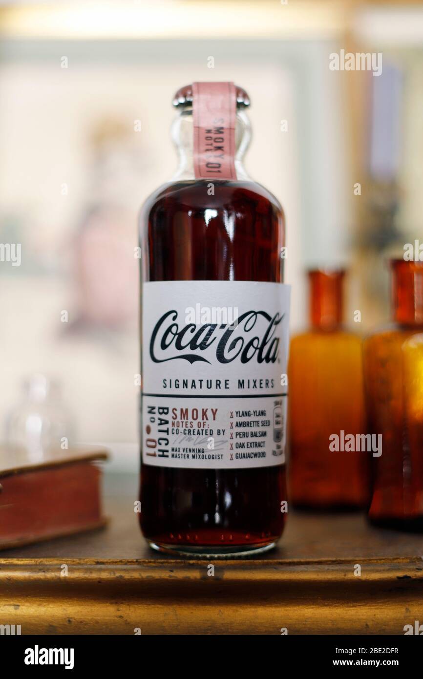 Coca cola signature mixers, Smoky Stock Photo - Alamy