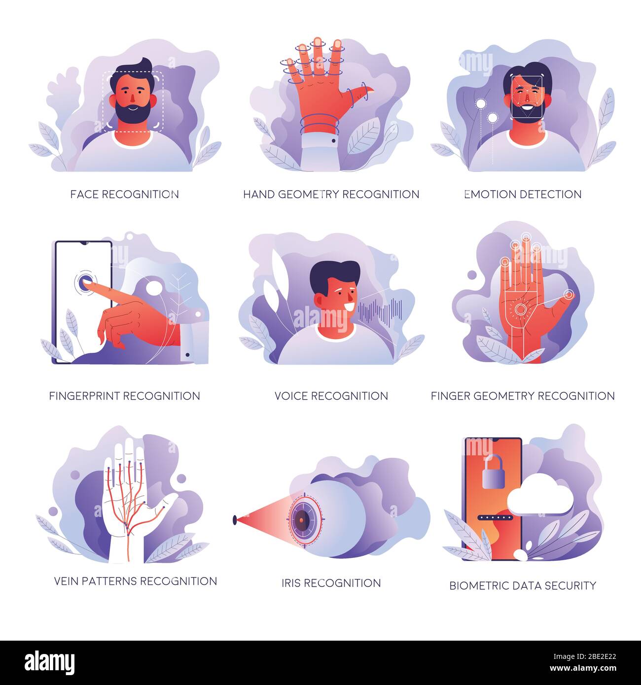 Modern application security checks and recognition systems set Stock Vector