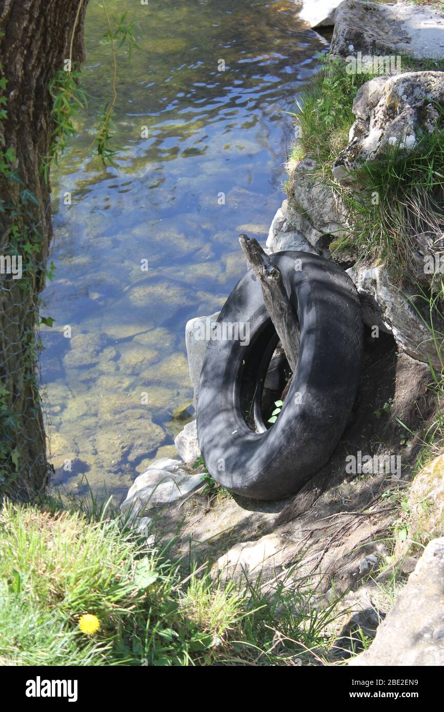 Makeshift landing stage Stock Photo