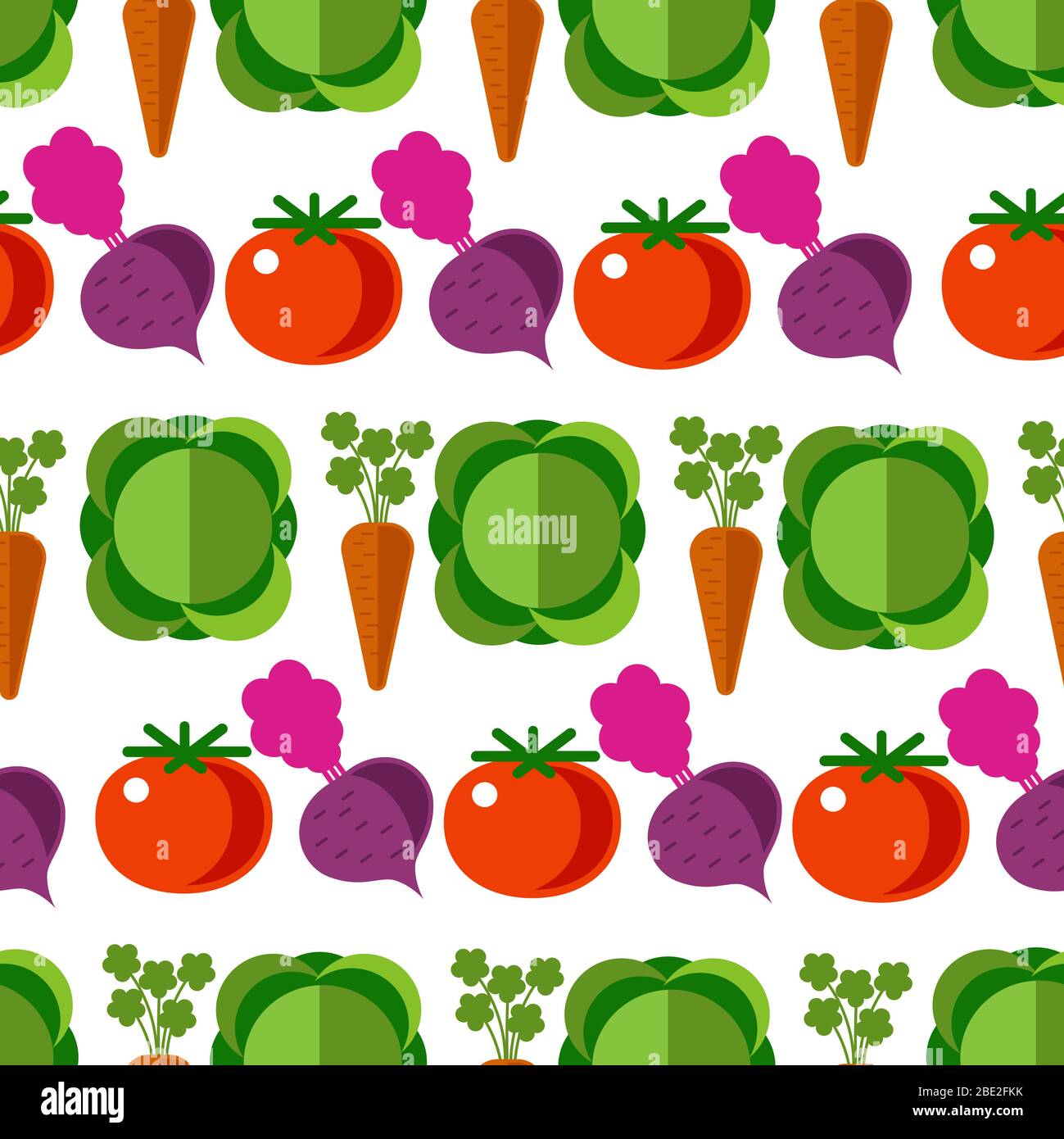 Vegetables cabbage and carrot, tomato and beetroot seamless pattern Stock Vector