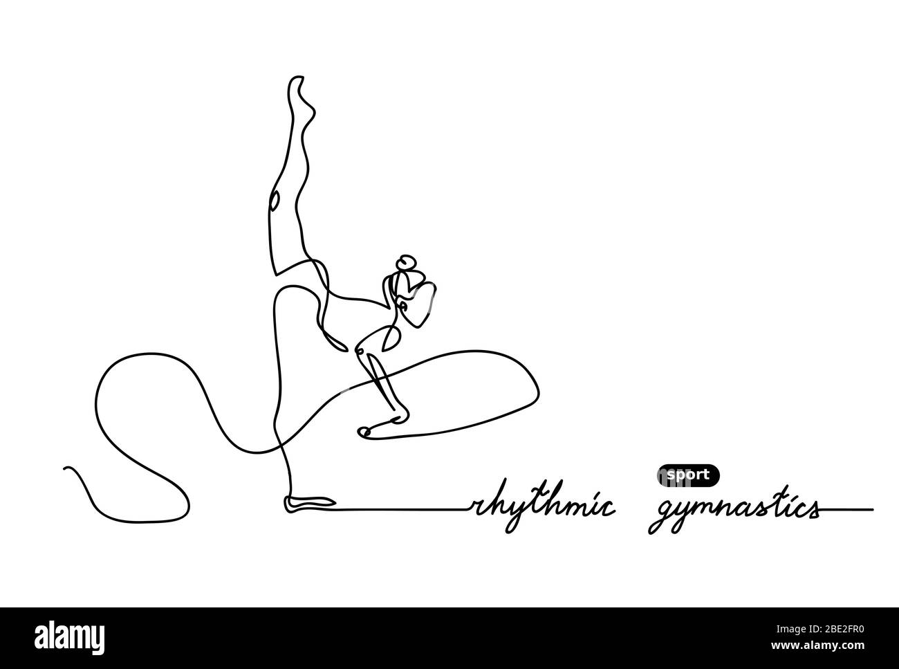 Vector doodle rhythmic gymnastics equipment set. Line art