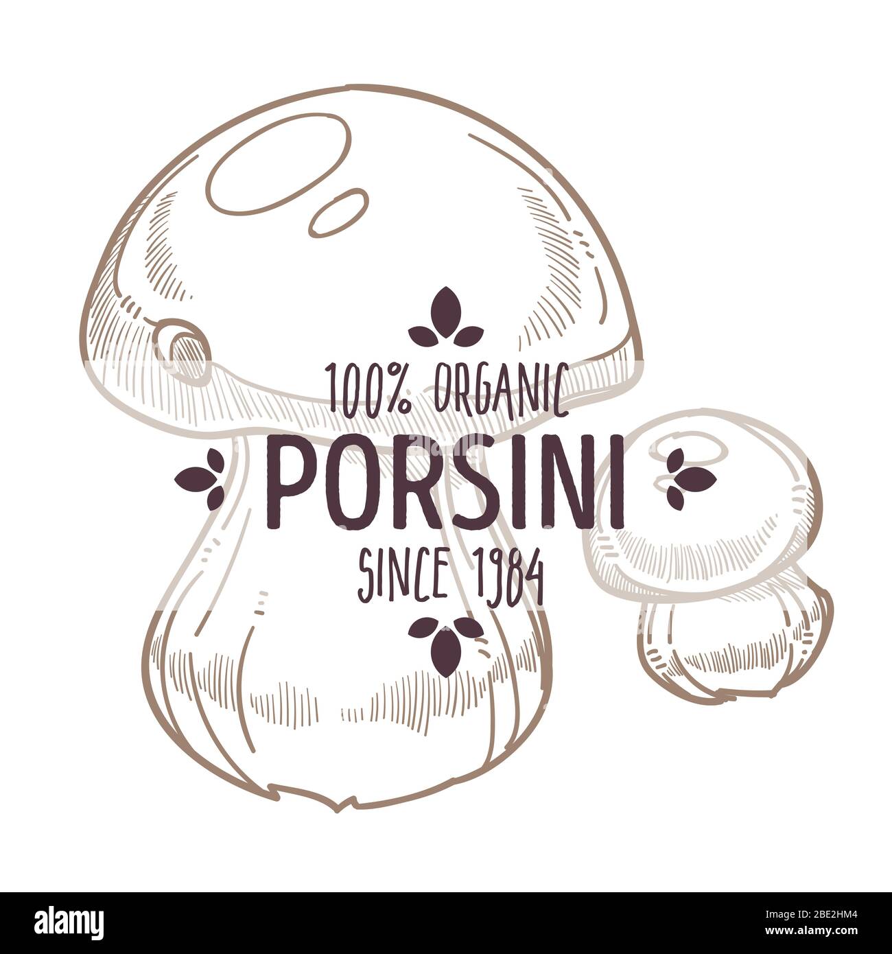Porcini mushroom label, Boletus edulis emblem vector Stock Vector