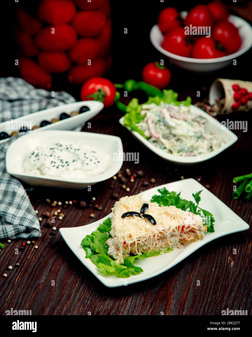 various salads on the table Stock Photo