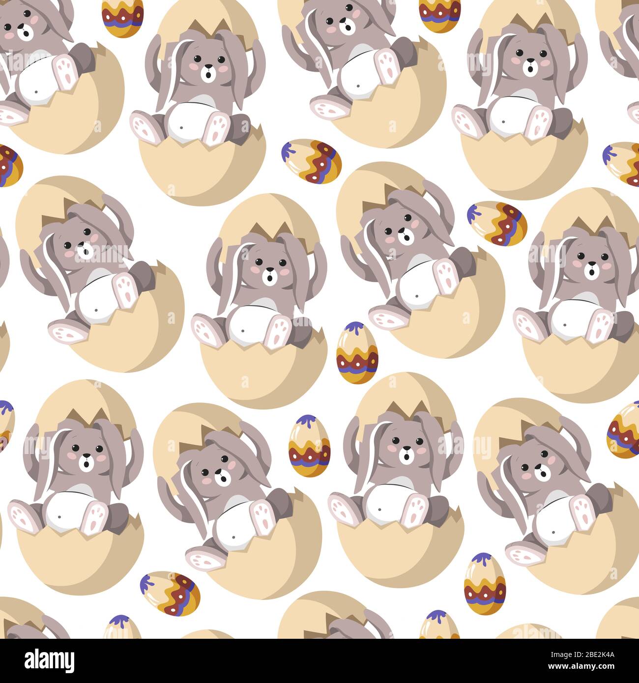 Easter bunny with long ears sitting in egg Stock Vector