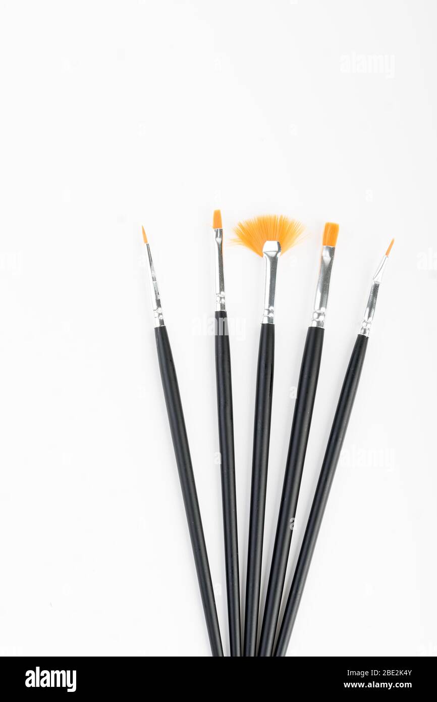 Small brushes for nail painting Stock Photo Alamy