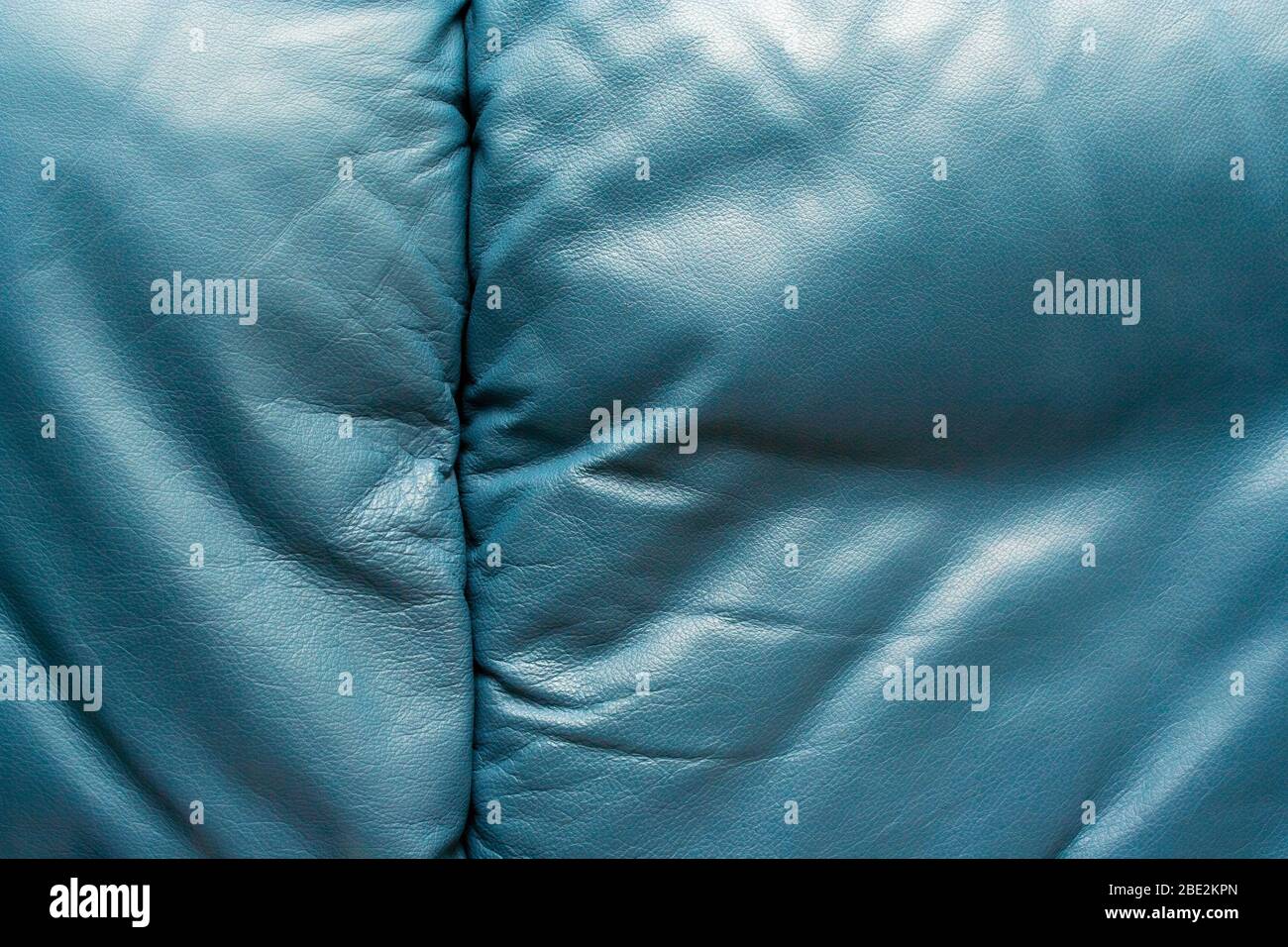 Blue leather texture creased and crumpled Stock Photo