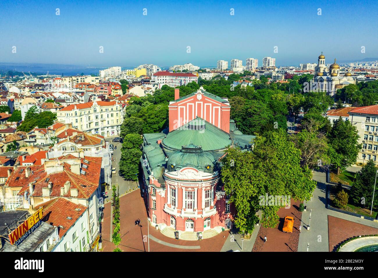 Europe, Bulgaria, Varna, aerial view of State opera house Stock Photo