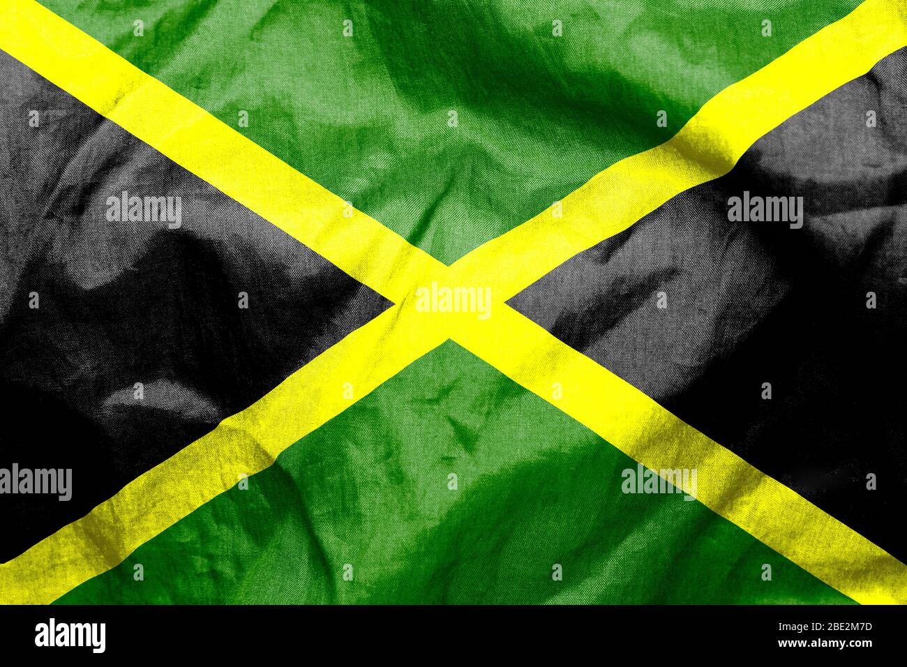 Jamaican flag texture crumpled up Stock Photo Alamy