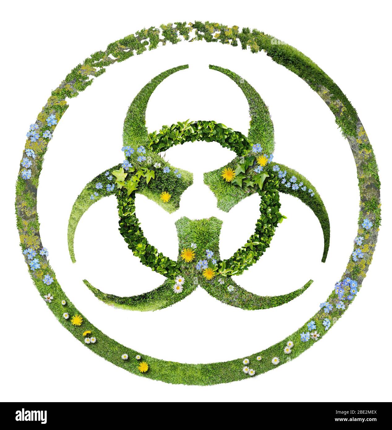 Graphic design of biological hazard symbol cut on white background Stock Photo