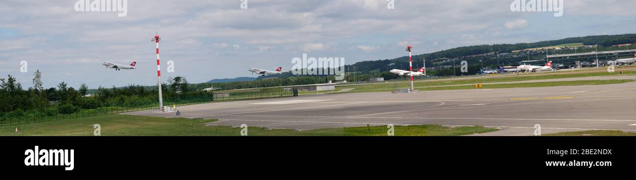 Swiss International Airlines Take-Off Panorama Edit Stock Photo