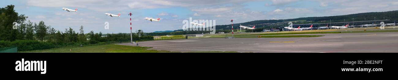 Swiss International Airlines Take-Off Panorama Edit Stock Photo